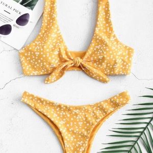 Zaful Yellow Floral Bikini